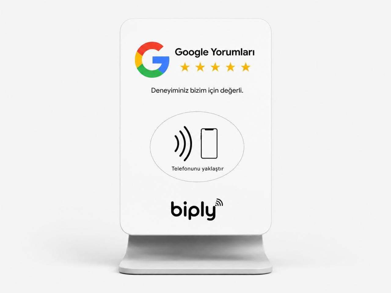 Beyaz Stand premium NFC Google yorum standı